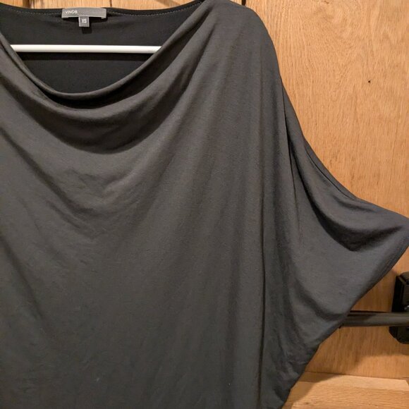 Vince Asymmetric Sleeve Sheath Dress XS Wool Blend Stretch Fit Gray Lined Boat - Picture 3 of 8